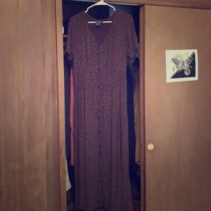 Ecote Vintage Brown Floral Button Down Dress